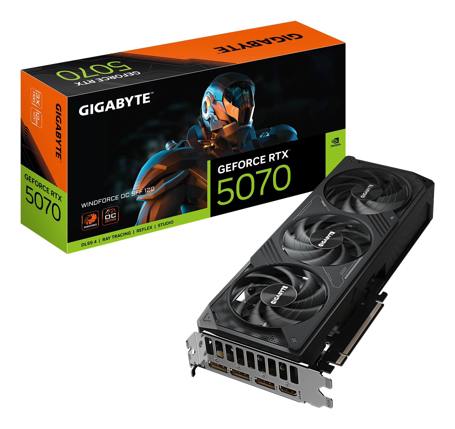 Placa video RTX 5070 Windforce OC 12GB GDDR7 HDMI 3xDP "GV-N5070WF3OC-12GD"