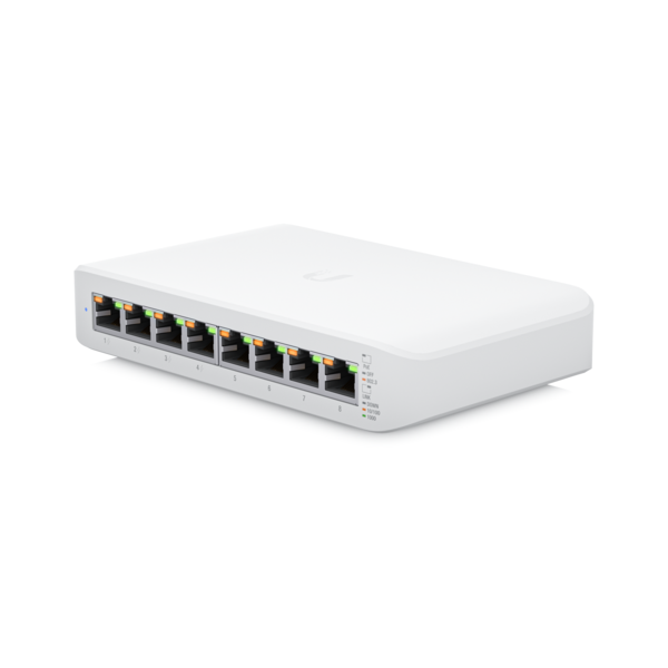 SWITCH. PoE Ubiquiti, port Gigabit x 8, carcasa plastic, "USW-LITE-8-POE" (timbru verde 2 lei)