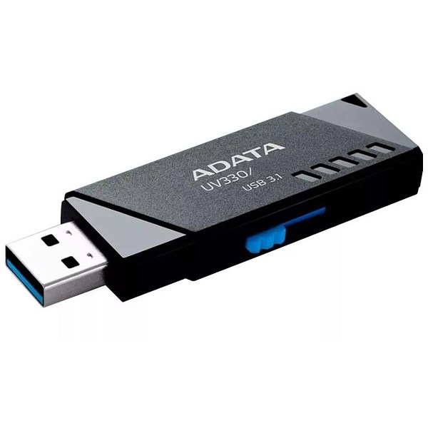 MEMORIE USB 3.2 ADATA 16 GB, retractabila, carcasa plastic, negru, "AUV330-16G-RBK" (timbru verde 0.03 lei)