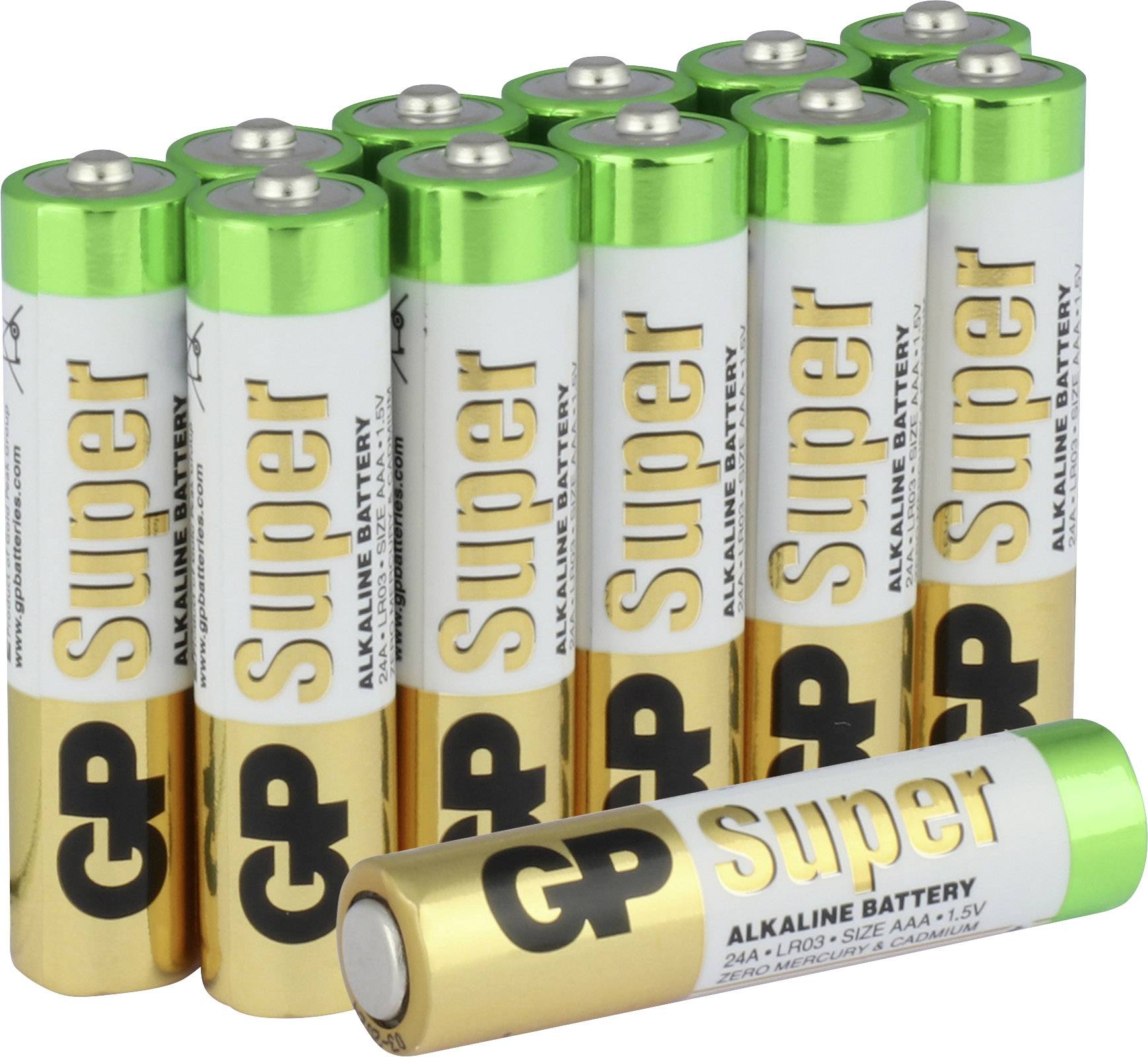 Baterie GP Batteries, Super Alcalina AAA (LR03) 1.5V alcalina, shrink 12 buc. "GP24A-2VES12" "GPPCA24AS115" - 18349 (timbru verde 0.96 lei)