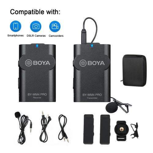 Boya Pro Linie Wireless 2.4Ghz cu Microfon Lavaliera (TX+RX) DSLR & Smartphone "BY-WM4 PRO" (timbru verde 0.18 lei)