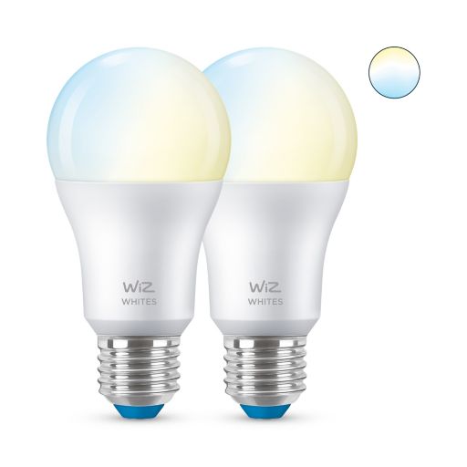 SET 2 becuri smart LED Philips, soclu E27, putere 8W, forma clasic, lumina toate nuantele de alb, alimentare 220 - 240 V, "000008719514551015"(timbru verde 0.9 lei)