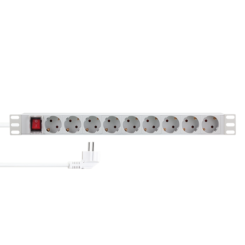 PDU LOGILINK 1U pt. rack 19 inch, 9 prize Schuko, intrare Schuko, max 16 A, ON/OFF, IP20, 2 m, gri, "PDU9C04" (timbru verde 0.8 lei)