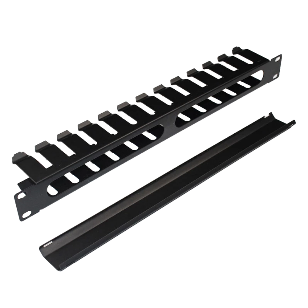 Organizator de cabluri cu degete si capac, orizontal, 1U, Xcab "Xcab-1701"