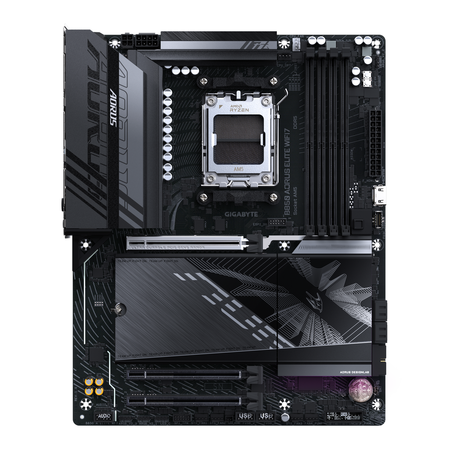 Placa de baza GIGABYTE B850 AORUS ELITE WIFI7, AM5, DDR5, Wi-Fi, BT, ATX, Negru "B850 A ELITE WF7"