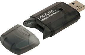 CARD READER extern LOGILINK, interfata USB 2.0, citeste/scrie: SD, MMC, RS-MMC; plastic, negru-transparent "CR0007" (timbru verde 0.03 lei)