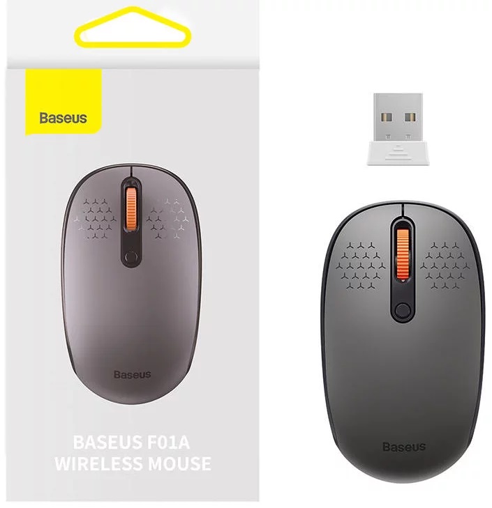 MOUSE Baseus, wireless 2.4GHz, optic,3/1 butoane/scroll, 800/1200/1600DPI, raza 10-20m, gri "B01055502833-00" (timbru verde 0.18 lei)