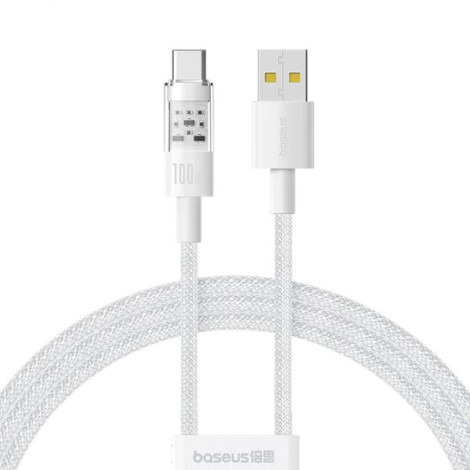 CABLU alimentare si date Baseus Gem, Fast Charging Data Cable pt. smartphone, USB la USB Type-C 100W, 1m, alb "P10373002211-00" (timbru verde 0.08 lei) - 6932172658731