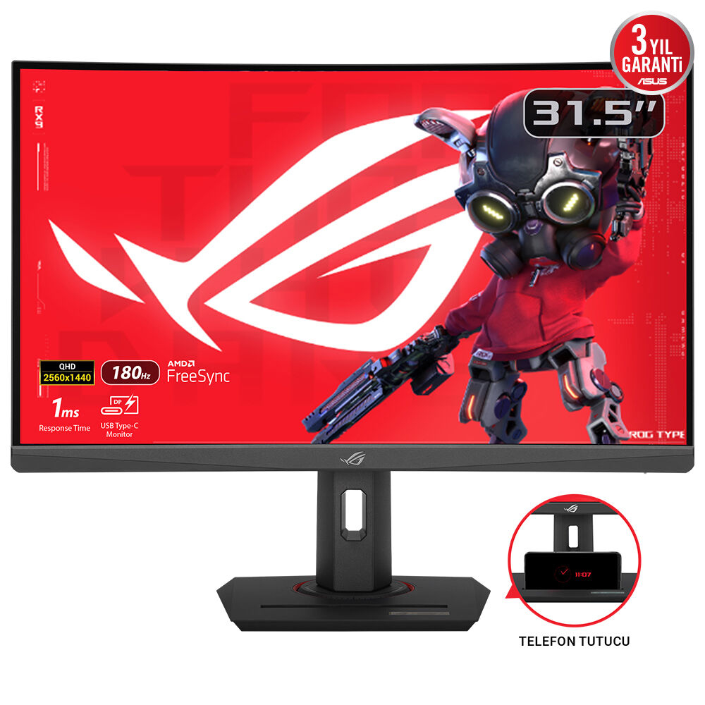 Monitor Gaming VA LED ASUS ROG Strix 31.5" XG32WCS, WQHD (2560 x 1440), HDMI, DisplayPort, Ecran curbat, 180 Hz, 1 ms (Negru) "90LM0AC0-B01970" - imagine 2