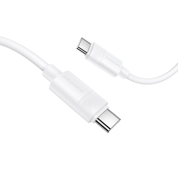 CABLU alimentare si date Borofone "BX123", Charging Data Cable pt. smartphone, USB Type-C la USB Type-C, 60W, 1m, alb "6941991124242" (timbru verde 0.18 lei)