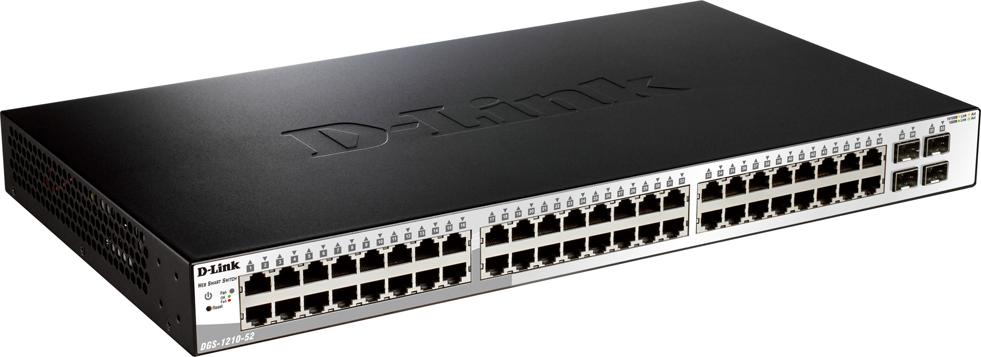 SWITCH D-LINK SMART 48 porturi Gigabit + 4 porturi Combo SFP, carcasa metalica, rackabil, "DGS-1210-52" (timbru verde 2 lei)
