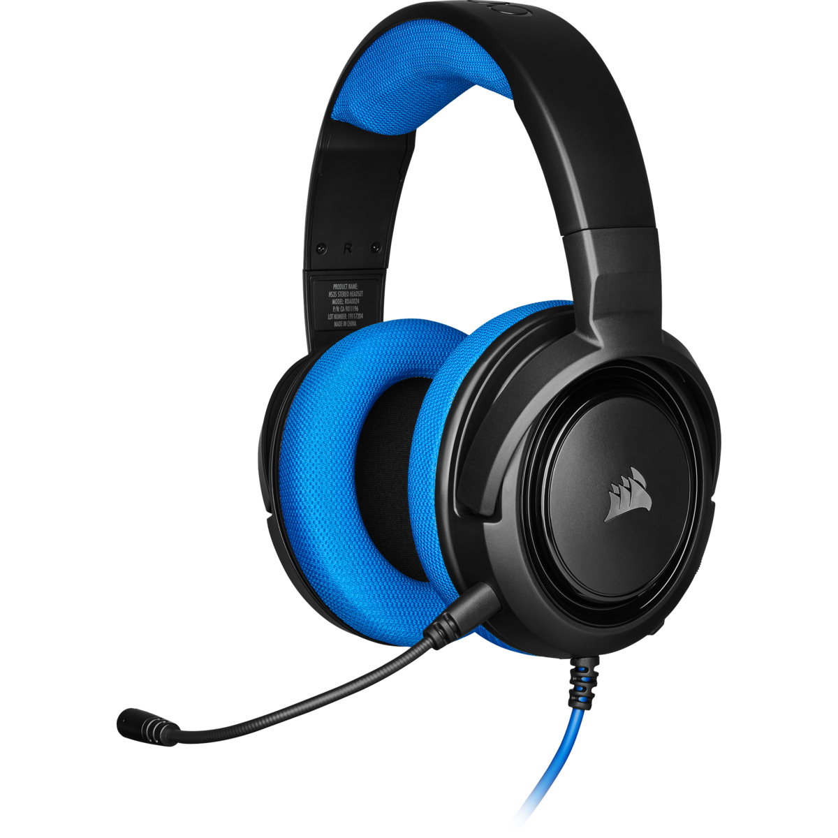 CASTI Corsair, "HS35", cu fir, gaming, utilizare multimedia, smartphone, microfon pe brat, conectare prin Jack 3.5 mm, negru / albastru, "CA-9011196-EU", (timbru verde 0.8 lei)