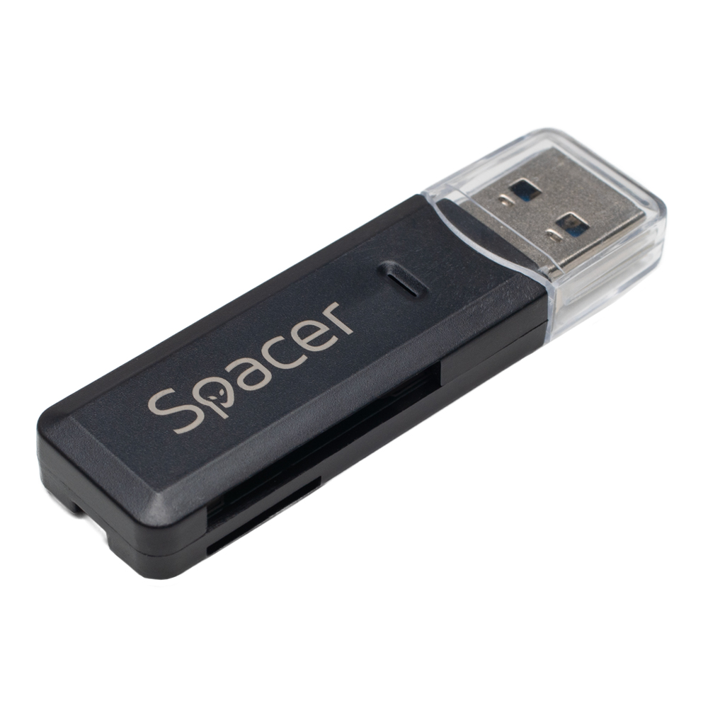 CARD READER extern SPACER, interfata USB 3.0, citeste/scrie: SD, micro SD, Negru, "SPCR-USB3-02" (timbru verde 0.18 lei)