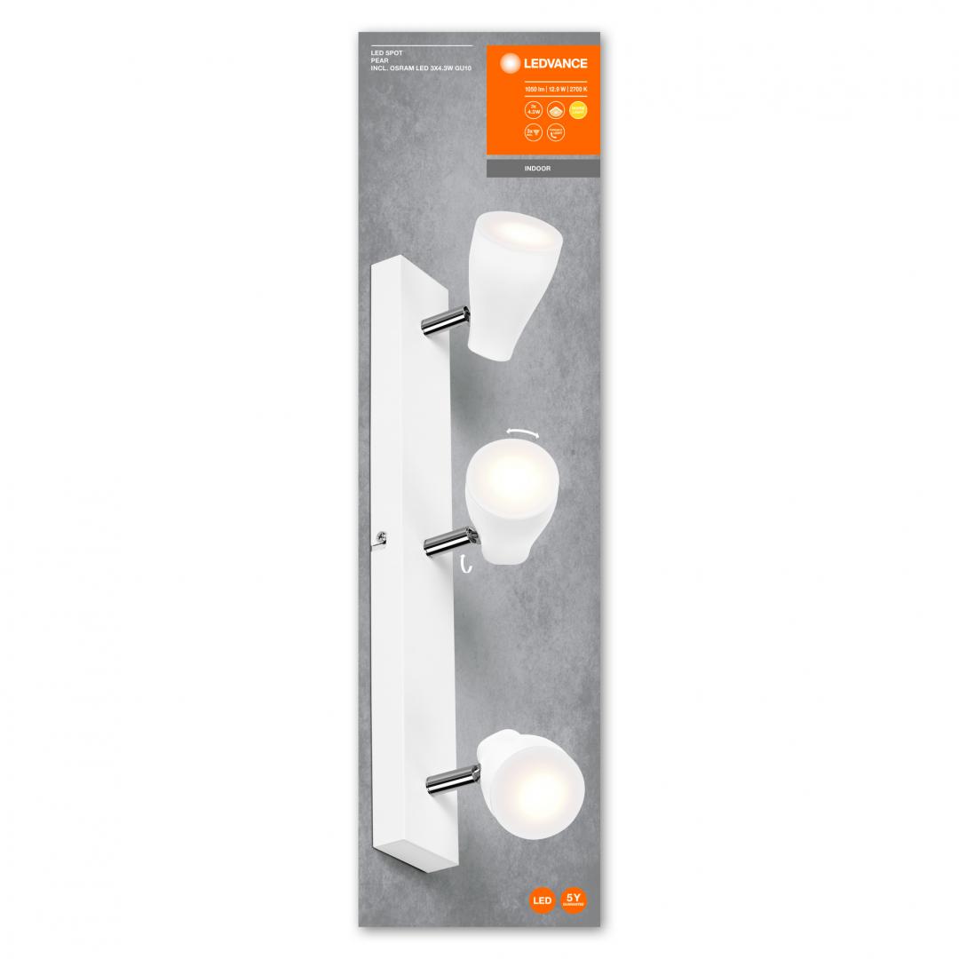 LED SPOT PEAR 430MM3X4.3W827 GU10WTLEDV "000004058075826458" (timbru verde 0.8 lei)