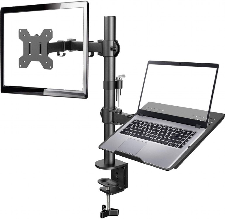 SUPORT de birou Gembird, pt 1 TV/monitor plat + 1 notebook 15.6", diag. max 32 inch, rotatie, inclinare, pivotare, orizontal, vertical, max 2x9 kg, "MA-DA-03"