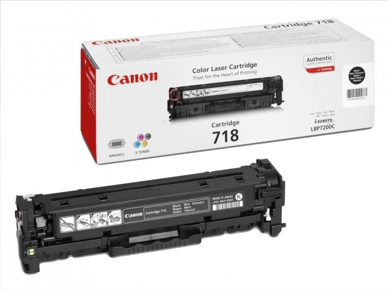 Toner Original Canon Black, CRG-718B, pentru LBP-7200|LBP-7210|LBP-7660|LBP-7680|MF-8330|MF-8340|MF-8350|MF-8360|MF-8380|MF-8540|MF-8550|MF-8580|MF-724|MF-728|MF-729, 3.4K, (timbru verde 1.2 lei) , "CR2662B002AA"