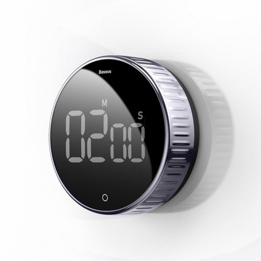 TIMER Baseus Heyo, display LED digital, setare prin rotatie, alarma sonora, magnet, 3 x baterii AAA(nu sunt incluse) "ACDJS-01" (timbru verde 0.18 lei) - 6953156216129