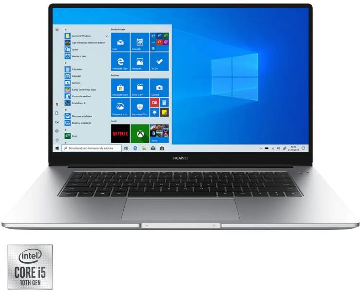 Huawei MateBook D15 Silver I5 10 8+512G UMA Windows 10 Home "53011TTQ" ((timbru verde 3.5 lei)