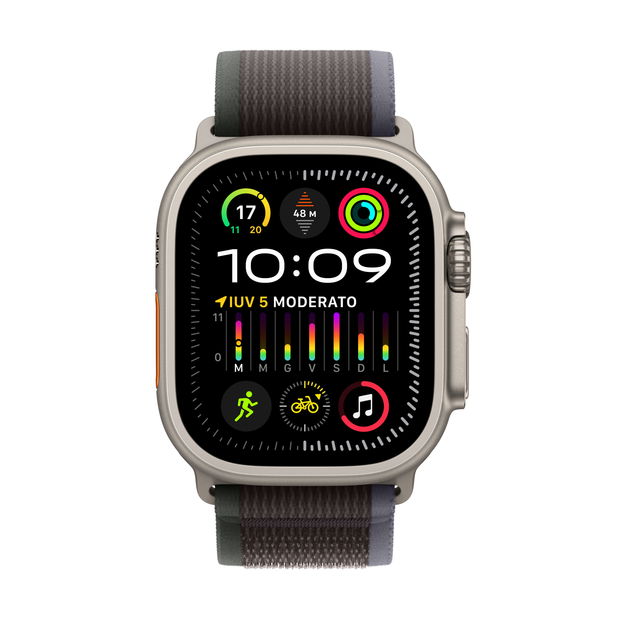 Smartwatch Watch Ultra 2 GPS + Cellular 49mm Titanium Case with Trail Loop M/L Blue/Black "MRF63" (timbru verde 0.18 lei)