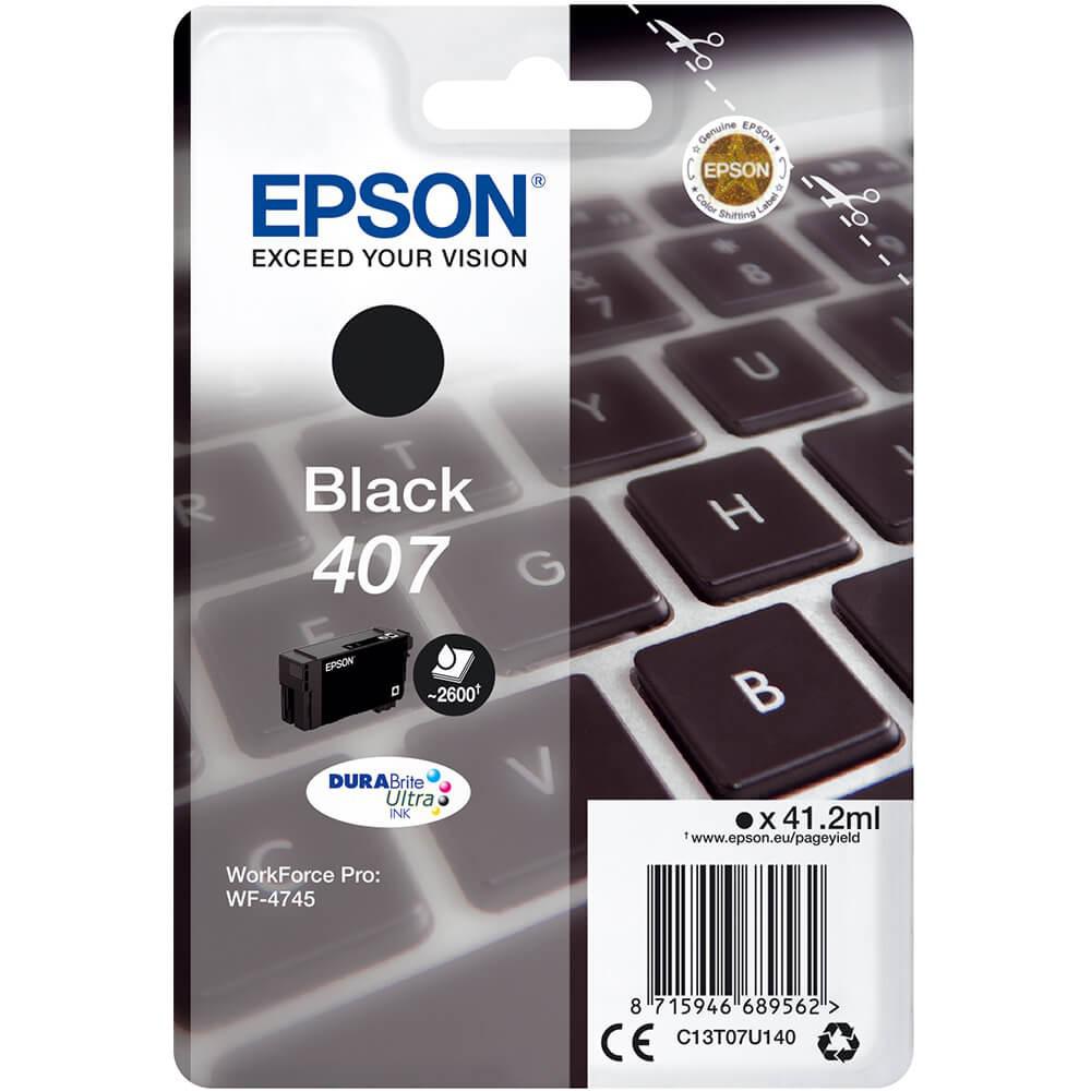 Cartus Cerneala Original Epson Black, nr.407, pentru WF-4745 Series , 41,2ml, (timbru verde 0.15 lei), "C13T07U140"(RAPO)