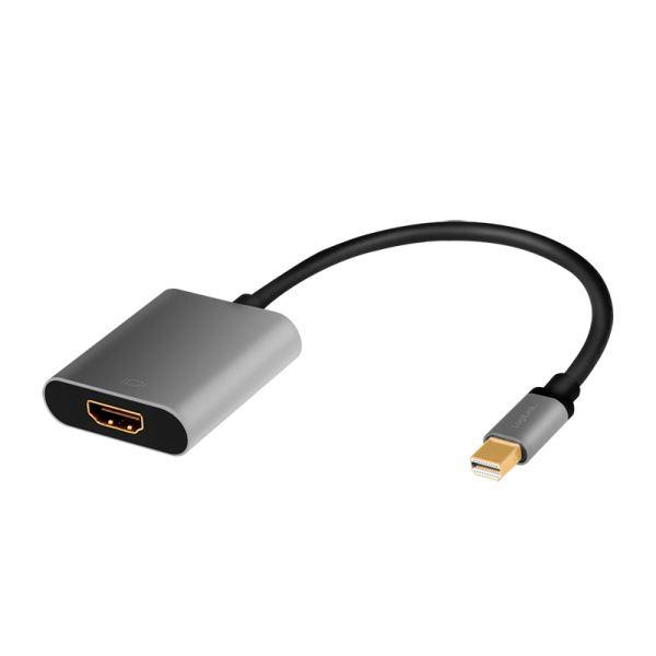 CABLU video LOGILINK, mini DisplayPort (T) 1.2 la HDMI (M), 0.15m, conectori auriti, rezolutie maxima 4K (3840 x 2160) la 60 Hz, aluminiu, triplu ecranaj, negru-gri, "CDA0110" (timbru verde 0.18 lei)