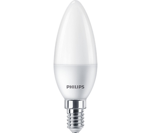BEC LED Philips, soclu E14, putere 5W, forma lumanare, lumina alb calda, alimentare 220 - 240 V, "000008719514310056" (timbru verde 0.45 lei)