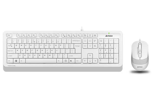 Kit TASTATURA si Mouse A4TECH, "Fstyler FM10+FK10", wired, 104 taste format standard, mouse 1600dpi, 4/1 butoane, alb, "F1010-W" (timbru verde 0.8 lei)