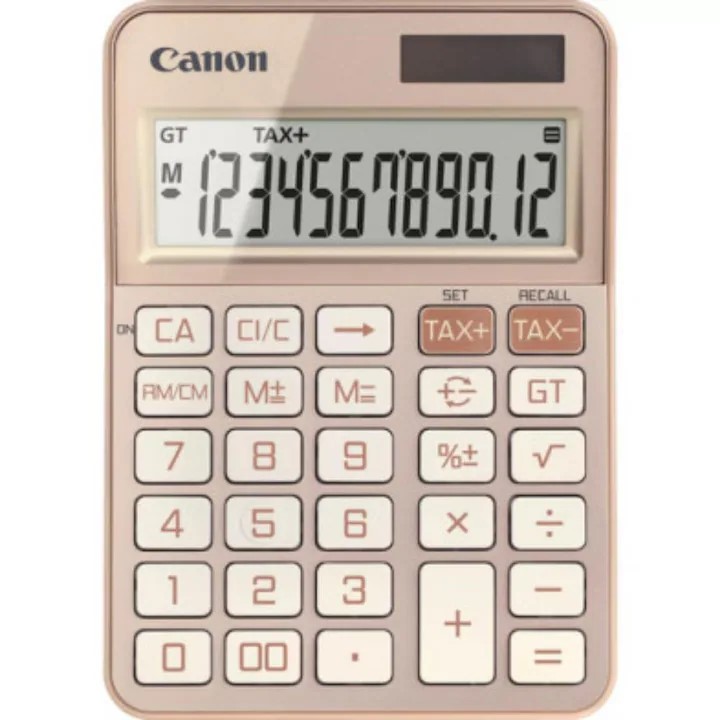 Calc. CANON, KS-125KB RG, Red Gold, LCD 12-digit,dim. car. 18.6 mm, dual-power(solara si baterie LR44), dim, 147x106x25mm, 117g, (incl.TV 0.8lei),"6818C001AA"