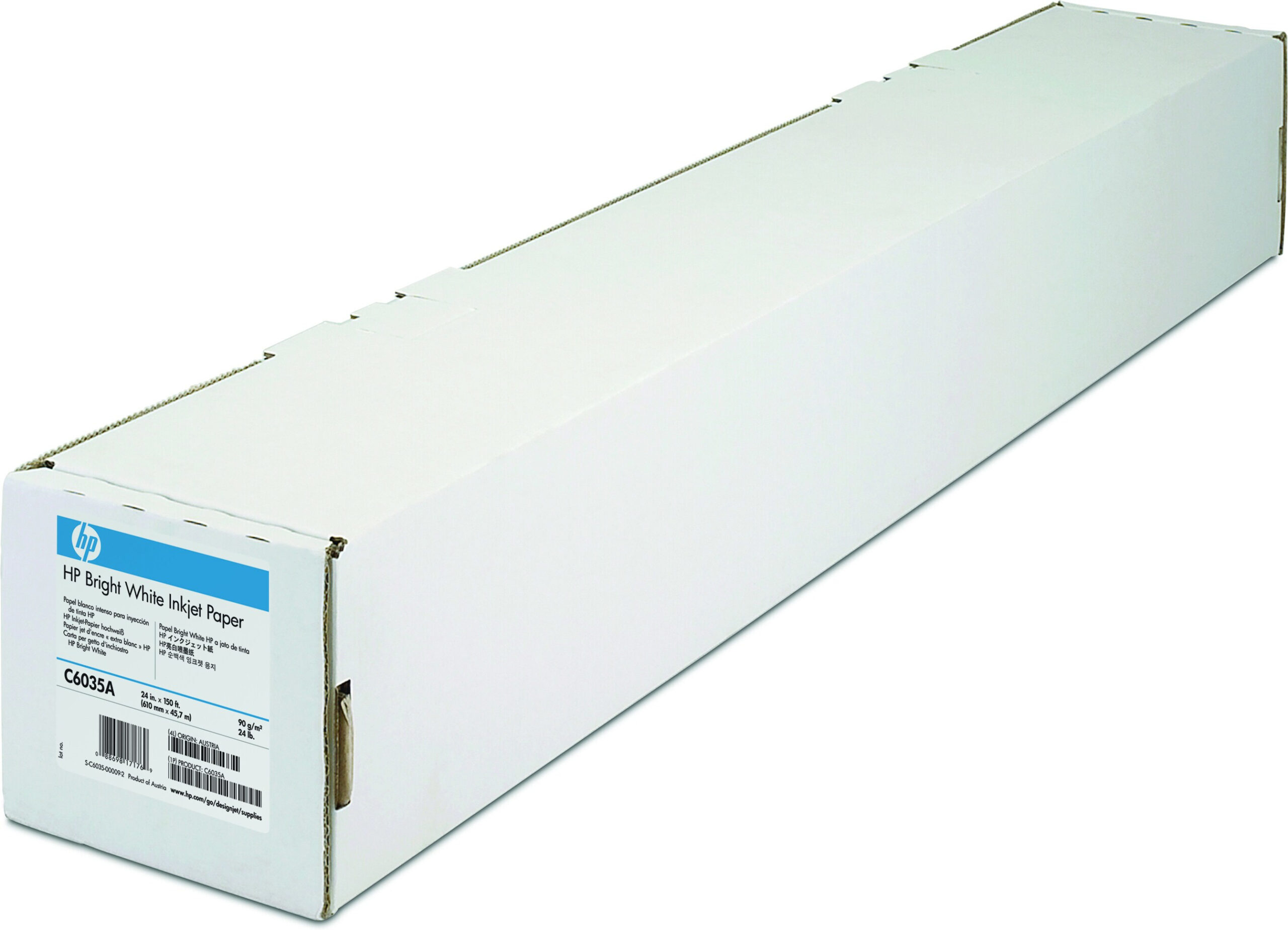 HP Bright White Inkjet Paper 4.7 mil , 90 g/m² (24 lbs) , 610 mm x 45.7 m