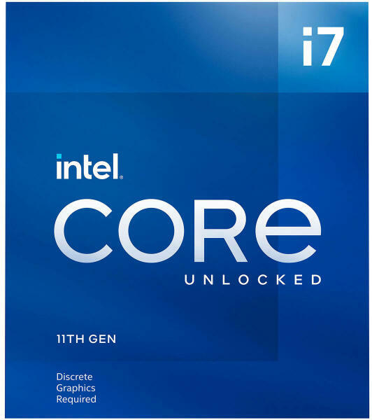 CPU INTEL i7-11700KF, skt LGA 1200, Core i7, frecventa 3.6 GHz, turbo 5.0 GHz, 8 nuclee, putere 125 W, "BX8070811700KF"