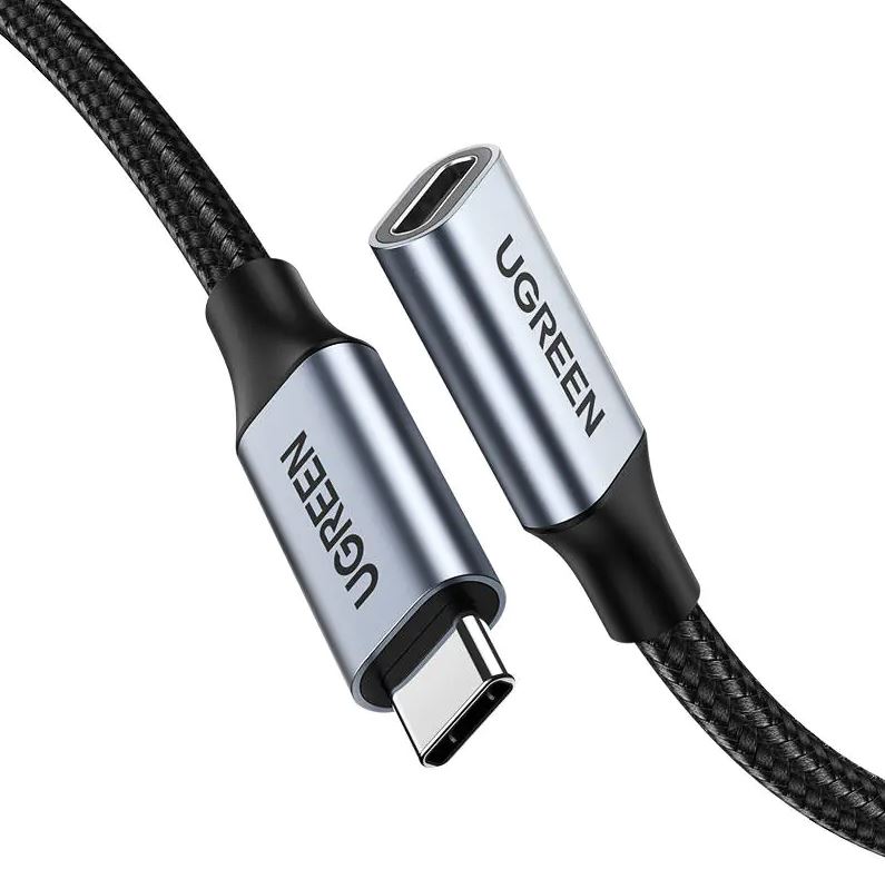 CABLU USB Type-C Ugreen prelungitor, "US372" USB Type-C (T) la USB Type-C (M), 1m, gri, "30205" (timbru verde 0.18 lei) - 6957303832057