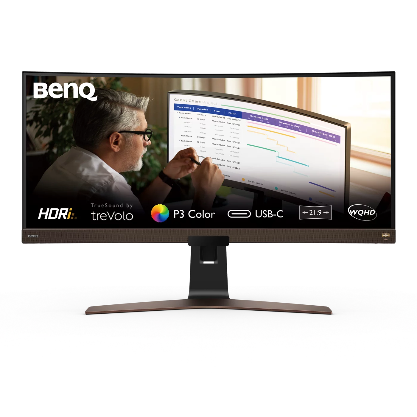 Monitor BenQ EW3880R, 37.5", WQHD, 3840x1600, 60 Hz, 4 ms, IPS, Curbat "EW3880R" (timbru verde 7 lei)
