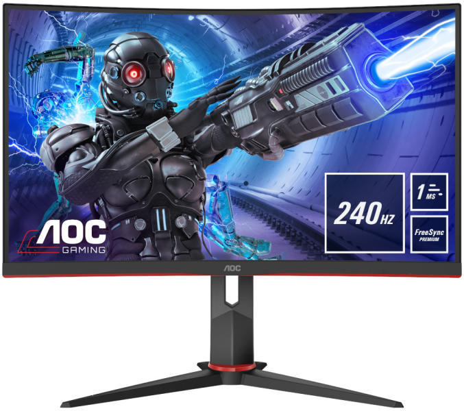 MONITOR AOC - gaming 31.5 inch, Gaming, VA, Full HD (1920 x 1080), Wide | curbat, 300 cd/mp, 1 ms, HDMI | DisplayPort, "C32G2ZE/BK" (timbru verde 7 lei)