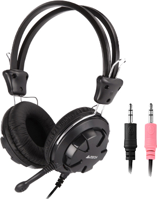 CASTI A4tech, "ComfortFIt", cu fir, standard, utilizare multimedia, microfon pe brat, conectare prin Jack 3.5 mm x 2, negru, "HS-28-1", (timbru verde 0.8 lei)