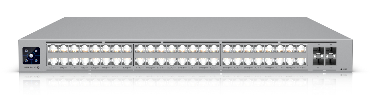 Ubiquiti Layer 3 Etherlighting USW-Pro-XG-48-PoE-EU (32) 10 GbE, (16) 2.5 GbE PoE, and (4) 25G SFP28 ports "USW-PRO-XG-48-POE-EU" (timbru verde 1.20 lei)