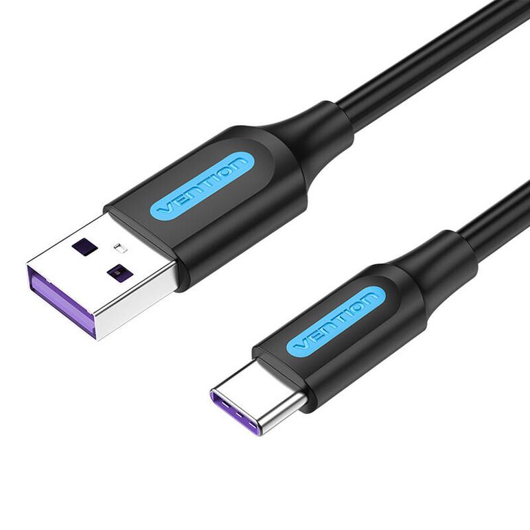 Cablu alimentare si date Vention, USB 3.0 (T) la USB Type-C (T), 0.5m, 5 Gbps, 3A, PVC, negru, "COZBD" (timbru verde 0.08 lei) -6922794749351