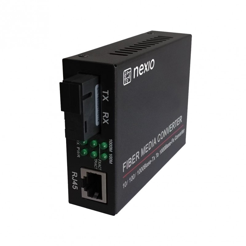 Mediaconvertor 10/100M, 1550/1310nm, WDM, Type B, SM, 20km, SC - NEXIO "NX-100-BD-20B" (timbru verde 0.8 lei)