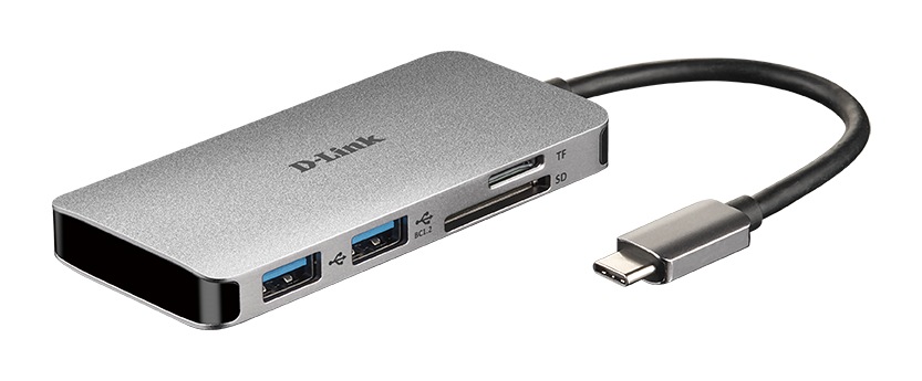 DOCKING Station D-LINK, porturi SD/microSD Dual Card Reader x 1, USB 3.0 x 2, HDMI x 1, USB Type C x 1, conectare prin USB Type C, cablu 15 cm, argintiu "DUB-M610" (timbru verde 0.8 lei)