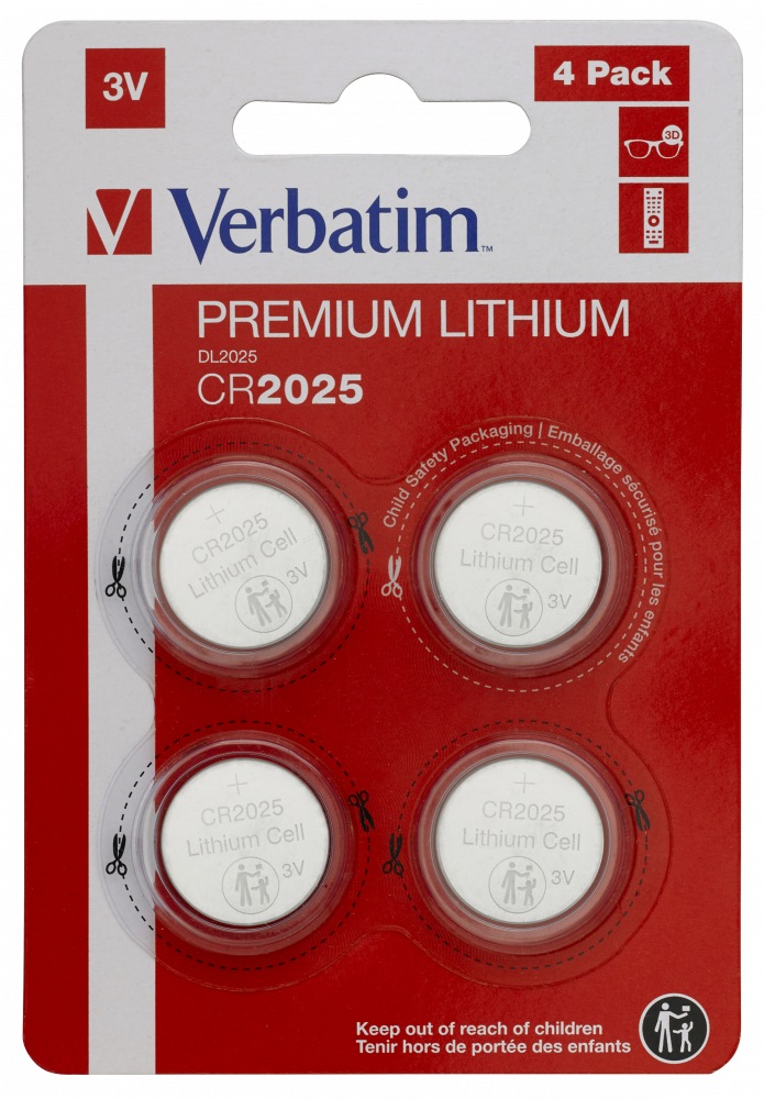 BATERIE VERBATIM, butoni (CR2025), 3V litiu, 4 buc., "49532" (timbru verde 0.04 lei)