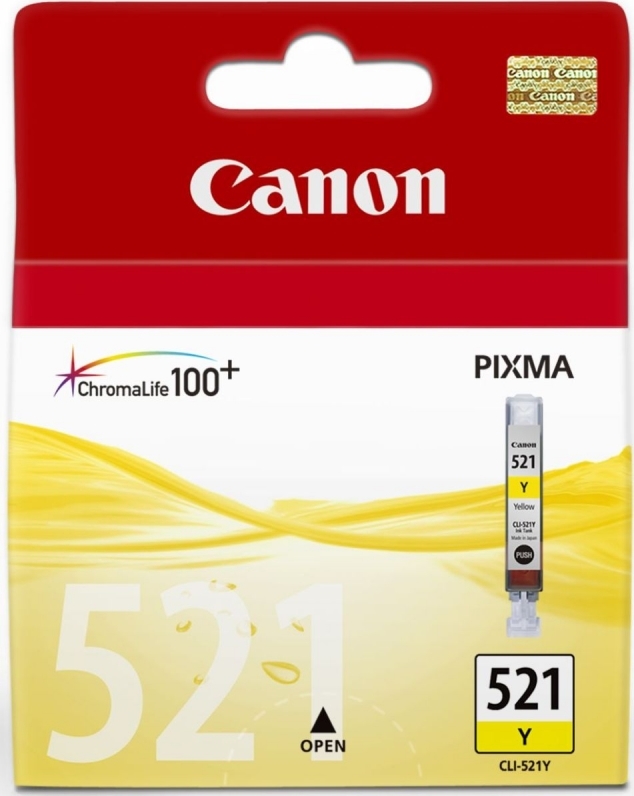 Cartus Cerneala Original Canon Yellow, CLI-521Y, pentru iP3600|iP4600|MP540|MP620, , (timbru verde 0.15 lei), "BS2936B001AA"