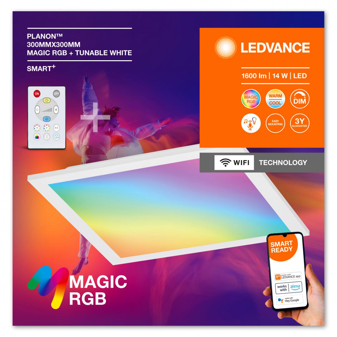 CORPURI de ILUMINAT Osram SMARTWIFI PLANON 30X30 MGC RGBTW RCLEDV "000004099854090370" (timbru verde 2.00 lei)