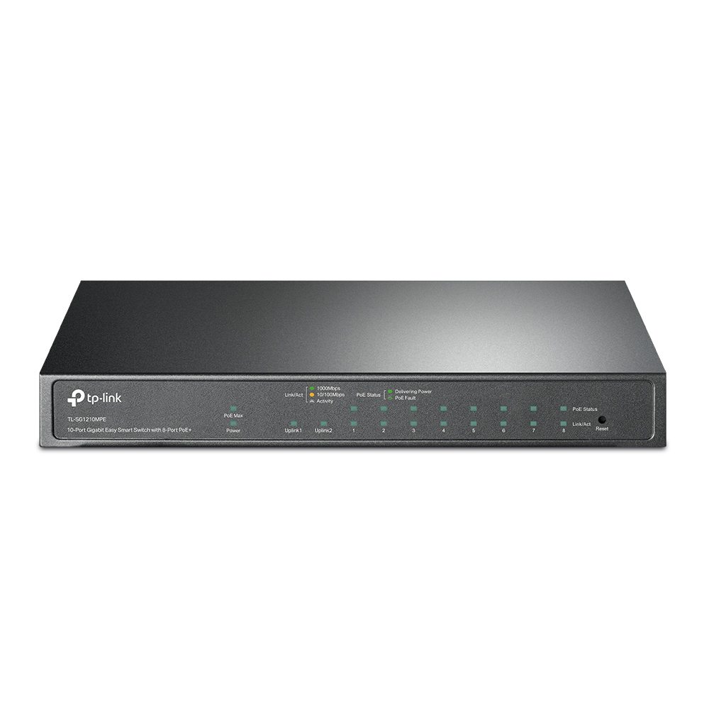 SWITCH TP-LINK 10-Port Gigabit Desktop Switch cu 8-Port PoE+, 123W total power, carcasa metal "TL-SG1210MPE" (timbru verde 2 lei)