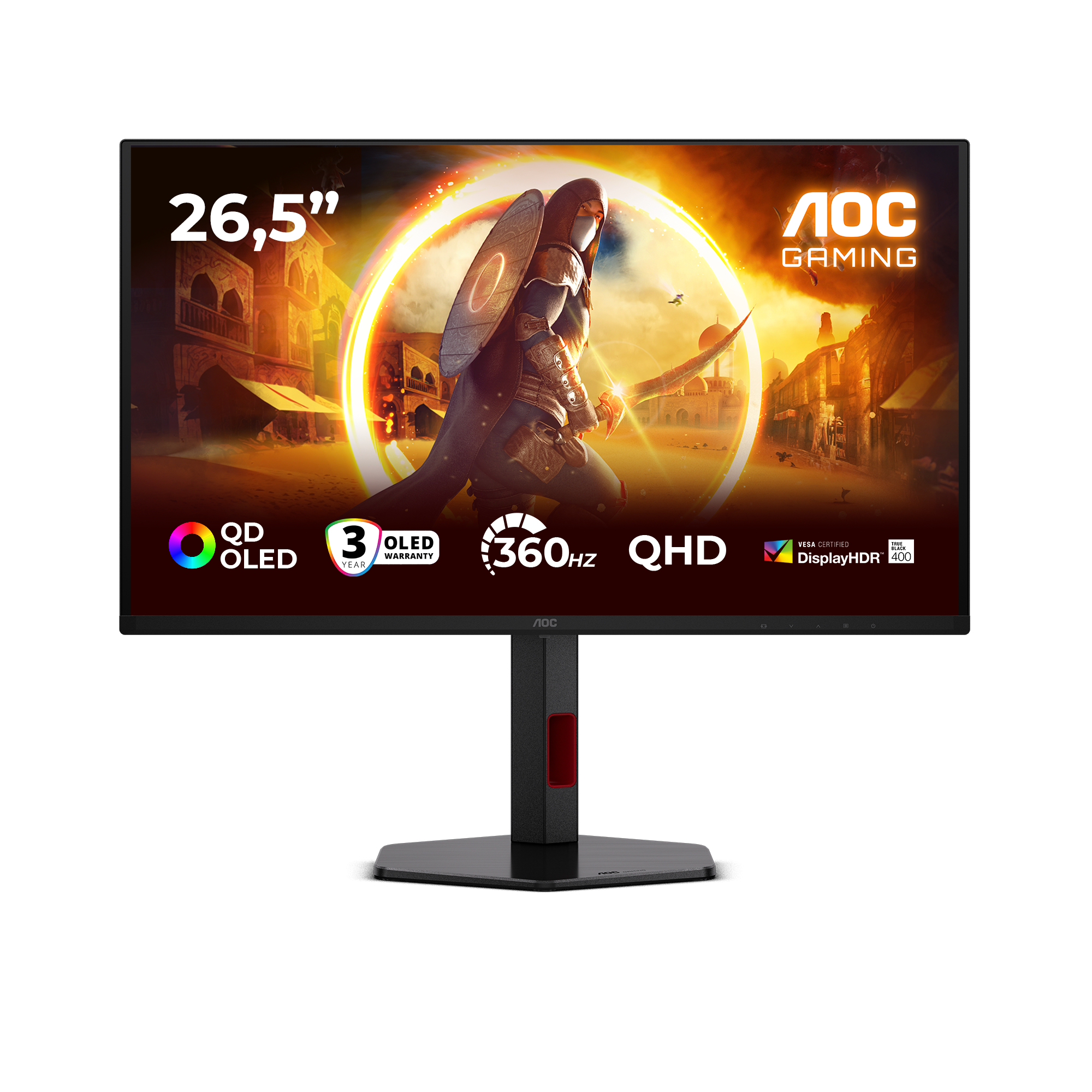 Monitor Gaming QD-OLED AOC 26.5" Q27G4SDR, QHD (2560x1440), HDMI, DisplayPort, Pivot, 360 Hz, 0.03 ms (Negru) "Q27G4SDR" (timbru verde 7 lei)