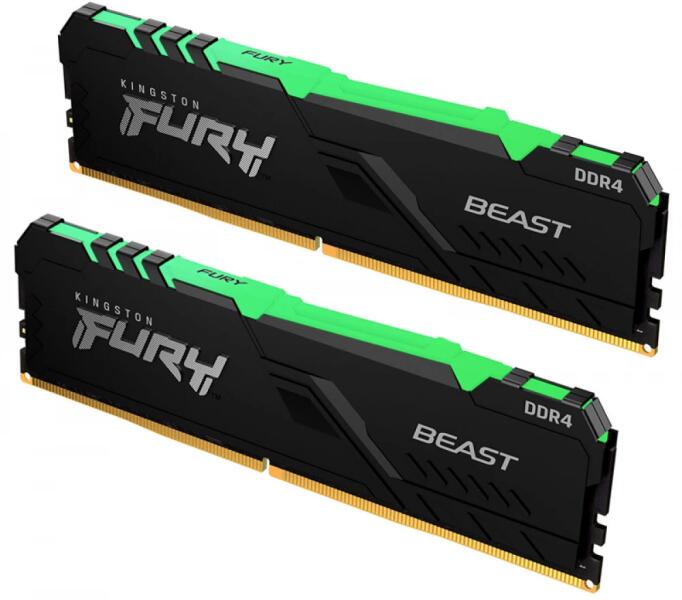 Memorie DDR Kingston - gaming DDR4 16 GB, frecventa 3600 MHz, 8 GB x 2 module, radiator, iluminare RGB, "KF436C17BBAK2/16"