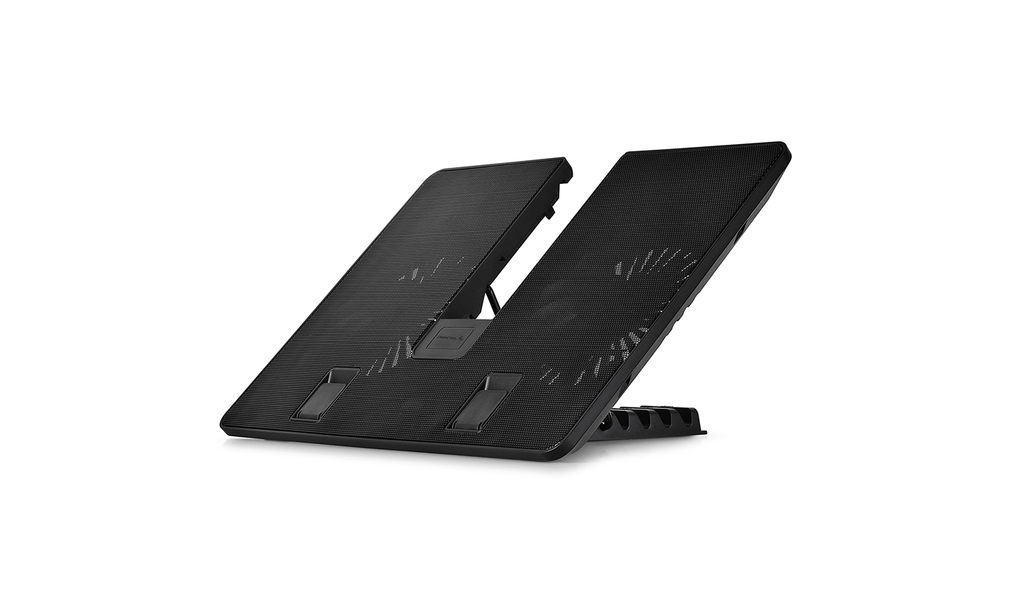 STAND DEEPCOOL notebook 15.6" U PAL, sita metal, 2 x fan 14cm, USB 3.0, 6 unghiuri de ajustare, design anti-alunecare, black,(timbru verde 2 lei) "DP-N214A5-UPAL"