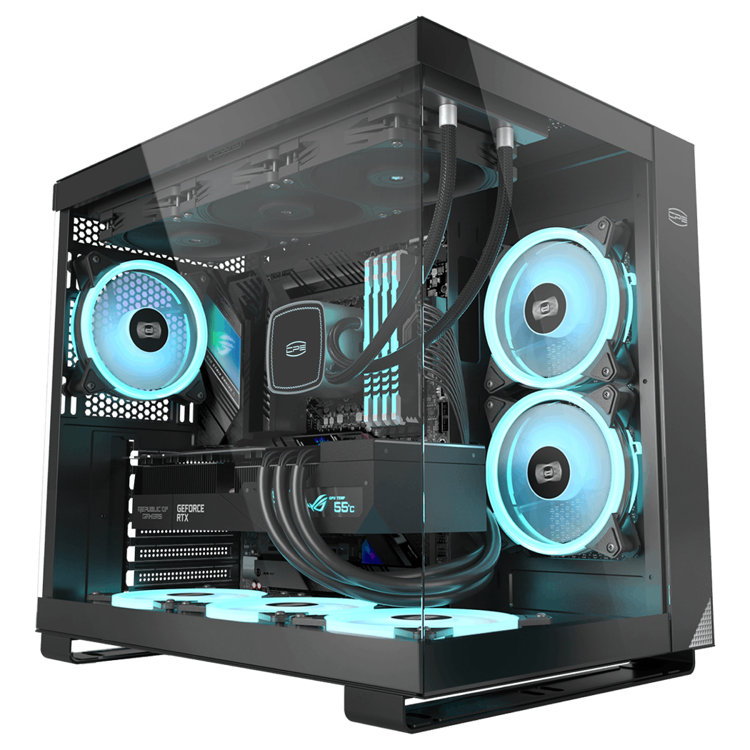 CARCASA PCCOOLER, Middle Tower, ATX, fara sursa, sticla securizata, 6 ventilatoare incluse, iluminare ARGB, alb, USB 3.2 gen 1 x 2, USB Type-C x 2, mic, audio, "C3 T500 ARGB BK"