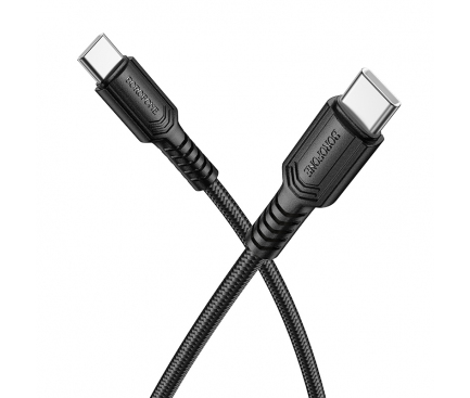 CABLU alimentare si date Borofone "BX116", Fast Charging Data Cable pt. smartphone, USB Type-C la USB Type-C, 60W, 1m, negru "6941991119835" (timbru verde 0.18 lei)