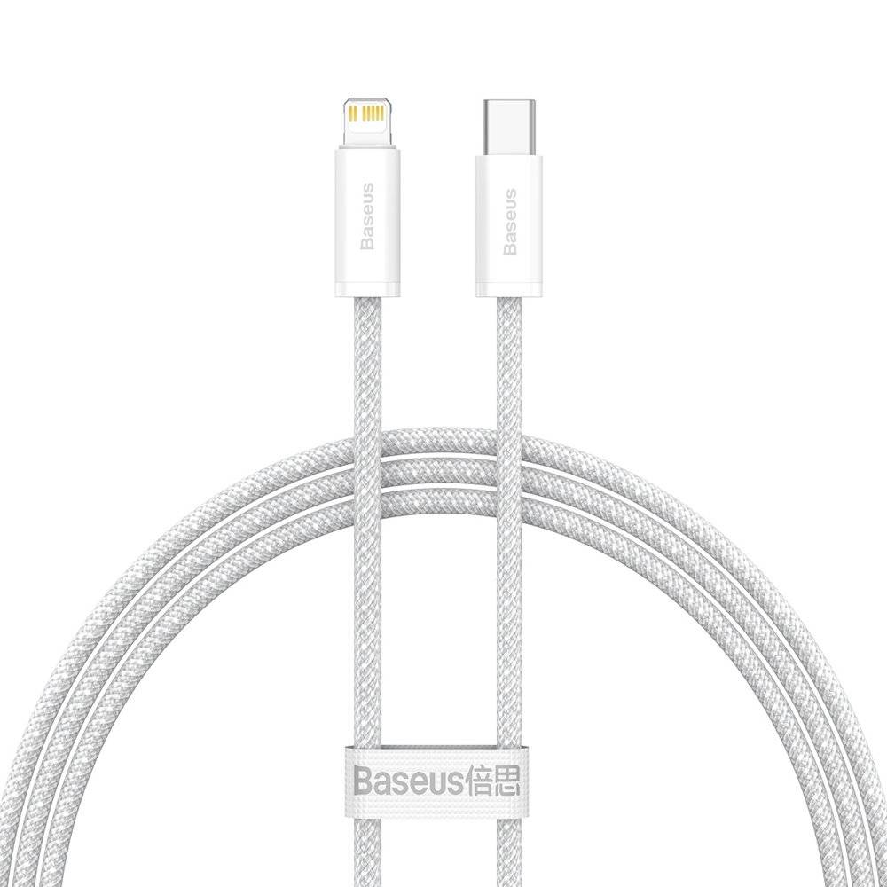 CABLU alimentare si date Baseus Dynamic, Fast Charging Data Cable pt. smartphone, USB Type-C la Lightning Iphone PD 20W, braided, 1m, alb "CALD000002" (timbru verde 0.18 lei) - 6932172601881
