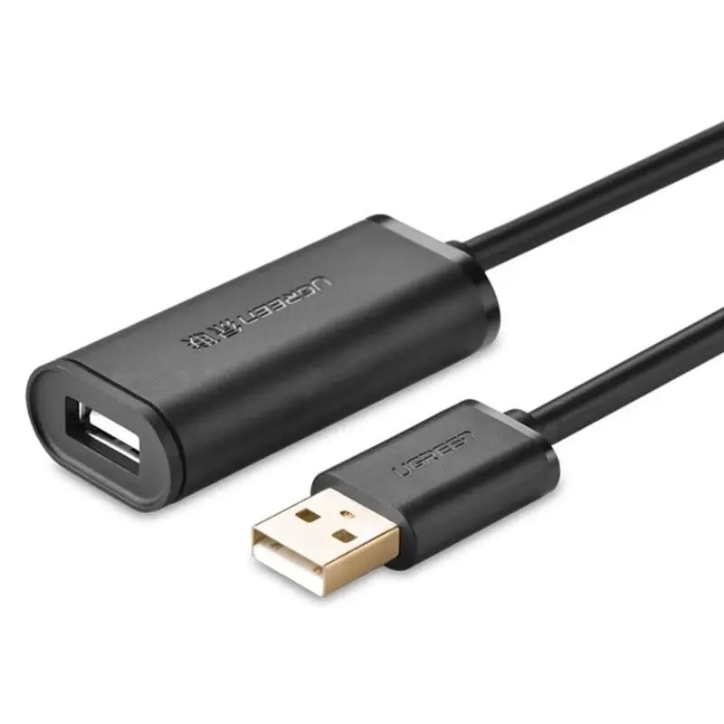 CABLU USB Ugreen prelungitor, "US121" USB 2.0 (T) la USB 2.0 (M), conectori auriti, 15m, negru, "10323" (timbru verde 0.18 lei) - 6957303813230