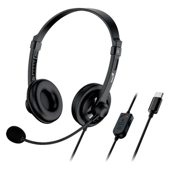 CASTI Genius "HS-230U", cu fir, utilizare multimedia, USB-A, microfon pe brat, lungime cablu 2.4m, control volum pe fir, negru, "31710021401" (timbru verde 0.18 lei) - 4710268259541